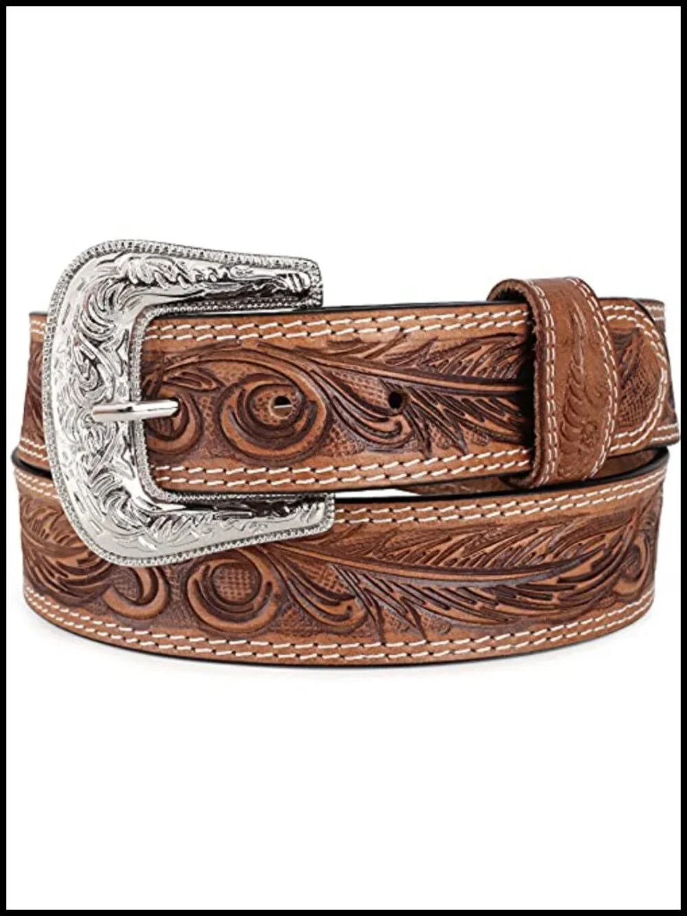Men's Western Full Grain Leather Belt Strap with Snaps for Interchangeable